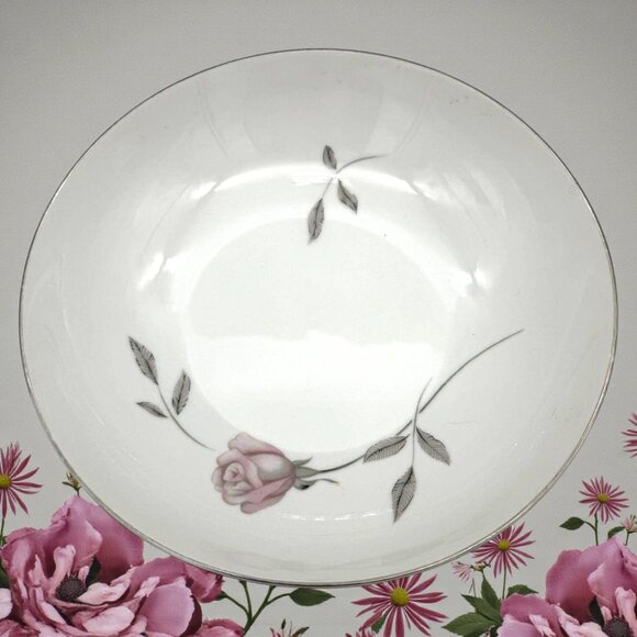 Mikasa Other - Mikasa Primrose 8194 Fine China Serving Bowl 9" Pink Rose & Silver Trim Elegant